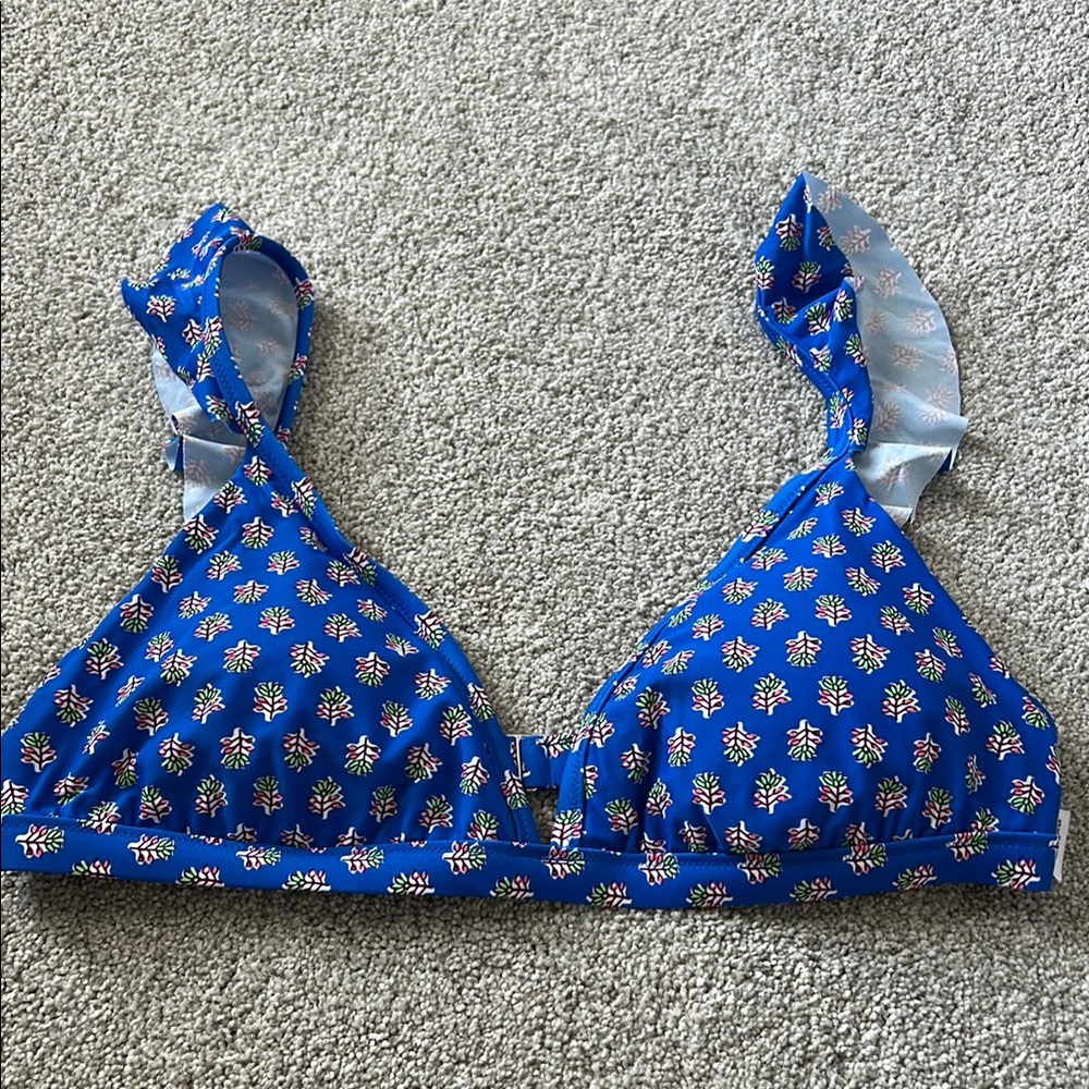 Blue Floral Bikini Top